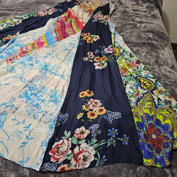 Johnny Was Silk Boho Maxi Dress Buttondown Sleeveless Multi Print Rare Medium - Picture 14 of 17